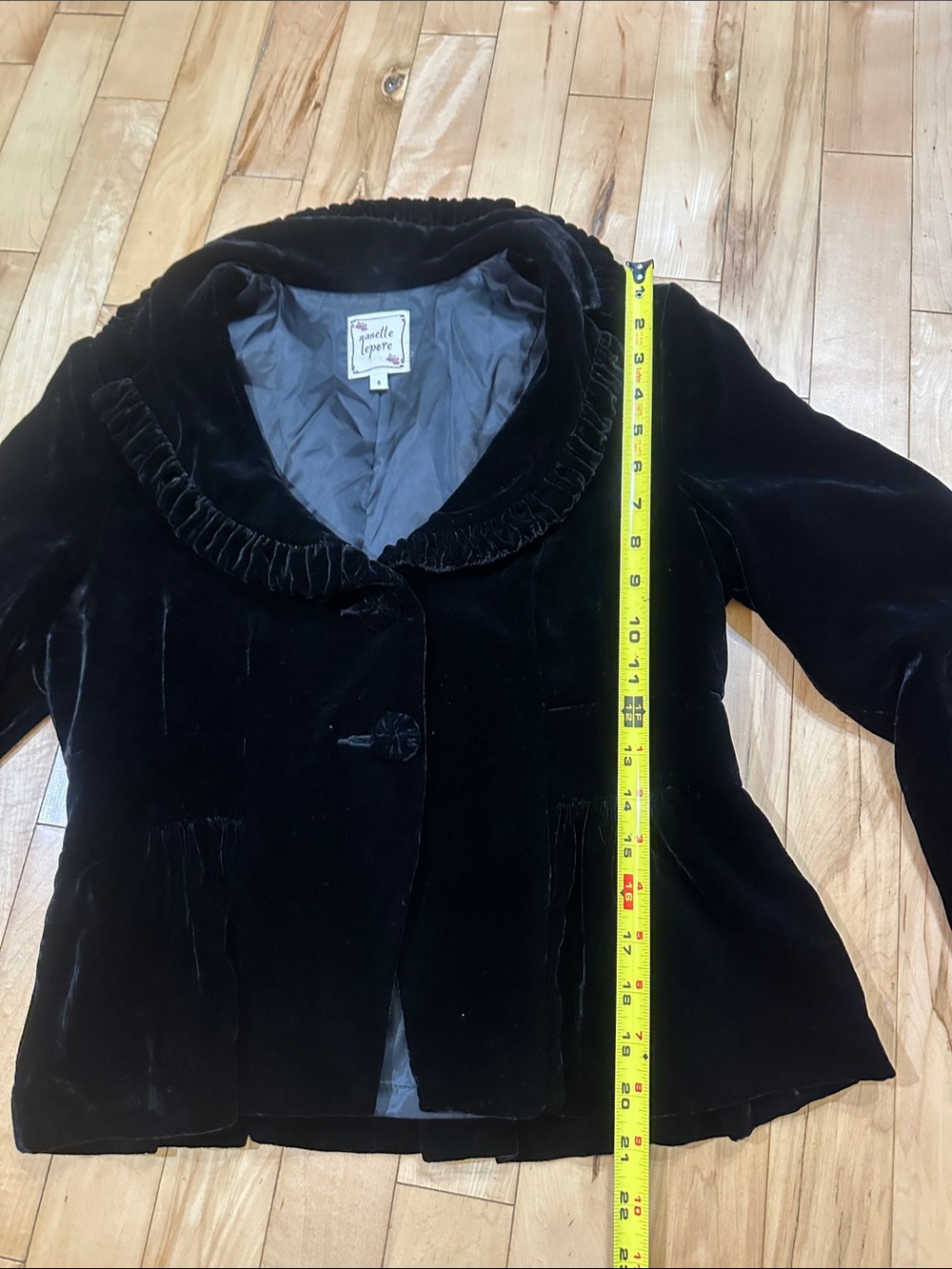 Nanette Lepore Silk-Blend Black Velvet Ruffle-Collar Blazer - Picture 4 of 11